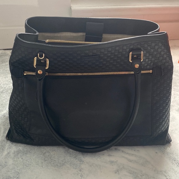 Gucci Guccissima Black Leather Tote Bag (Larger Size) - Picture 1 of 16